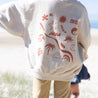 Kids jumper with back print and beach icons organic cotton 