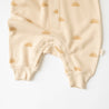 bamboo baby jumpsuit beige and yellow sun print