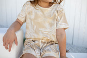 Palm leaves beige and cream kids shorts and Tee .By  Bam Loves Boo