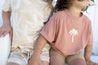 Rust bamboo kids Tee with boucle embroidery palm  By  Bam Loves Boo