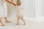 Terrazzo printed baby fleece Bumbums in beige by Bam Loves Boo