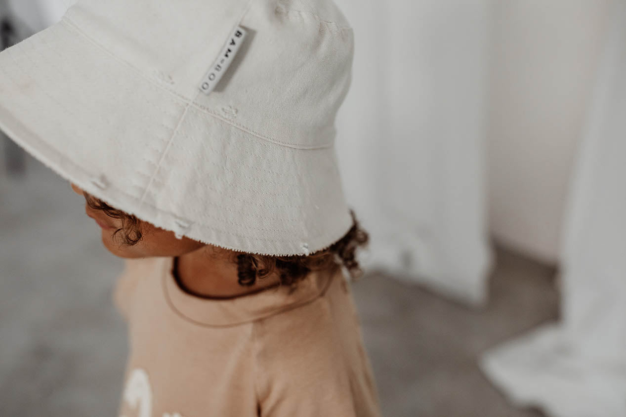 Reversible Cream Bucket Hat. Bamboo and Organic cotton by Bam Loves Boo