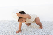 Palm leaves beige and cream baby organic  onesie By  Bam Loves Boo
