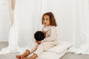 Terrazzo printed baby fleece beige jumpsuit  by Bam Loves Boo