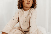 Terrazzo printed baby fleece beige jumpsuit  by Bam Loves Boo