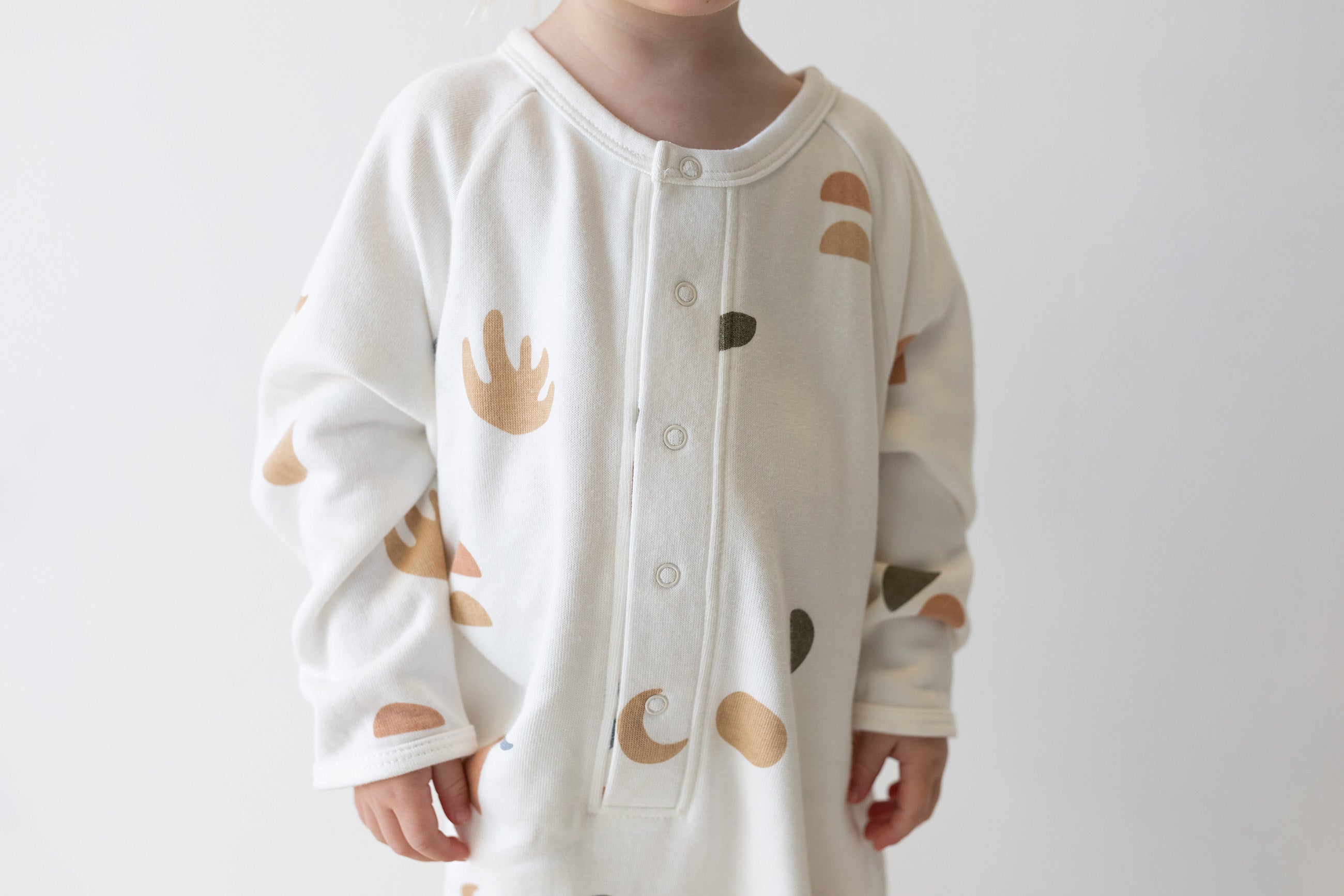 Element Jumpsuit printed white bamboo fleece jumpsuit by Bam Loves Boo