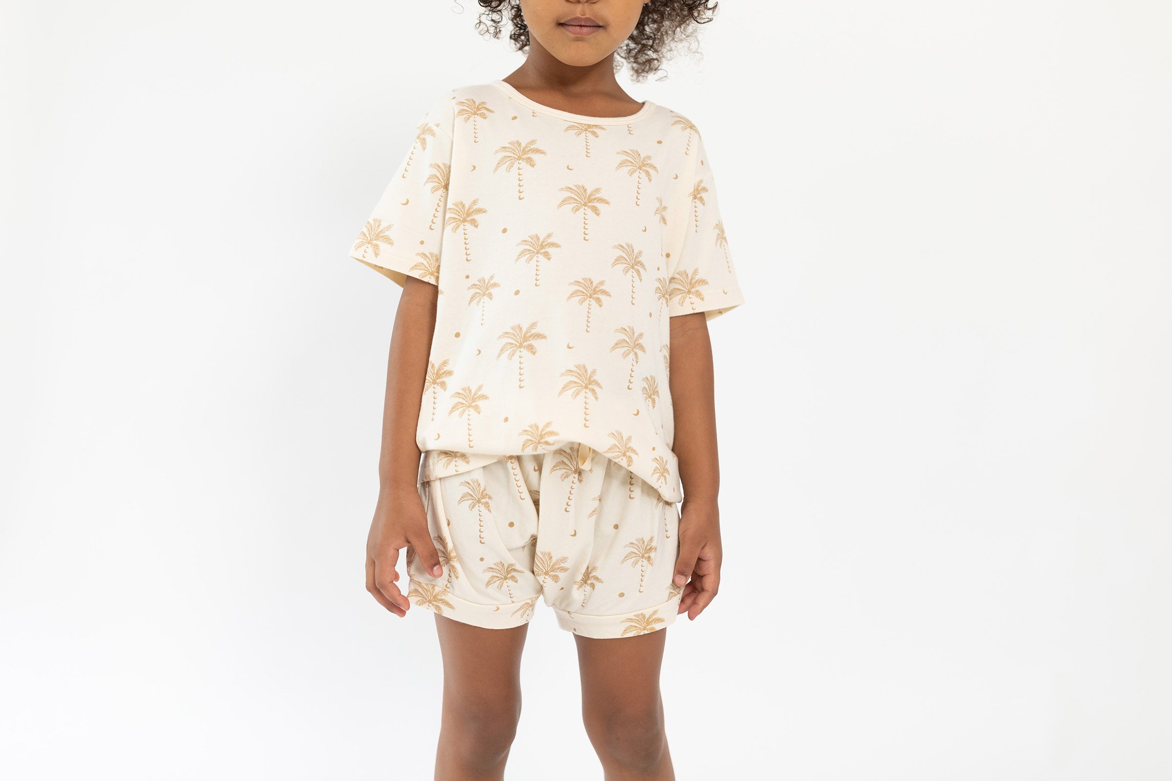 cream Oasis moon elasticated shorties by Bam Loves Boo