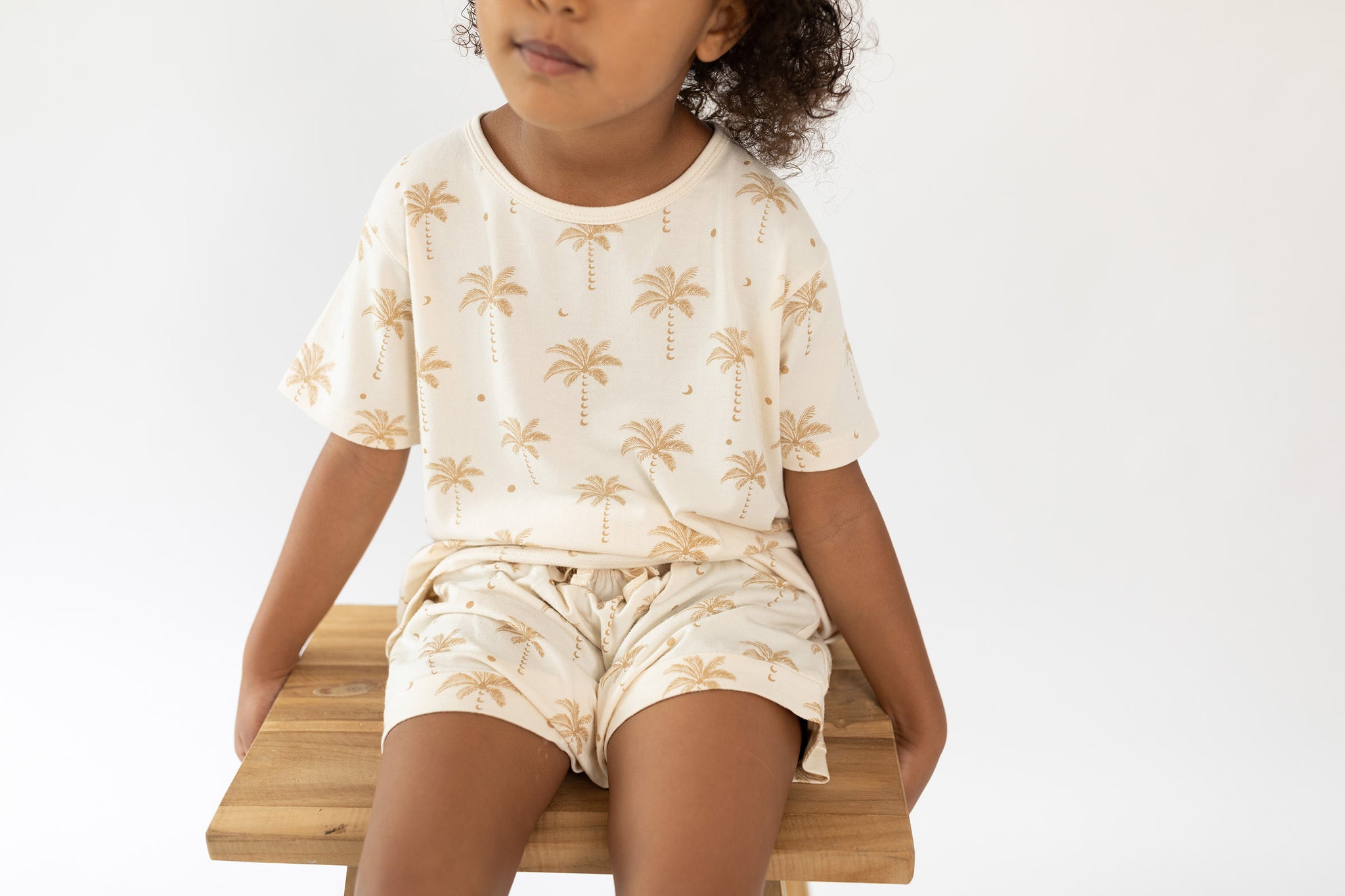 cream Oasis moon elasticated shorties by Bam Loves Boo