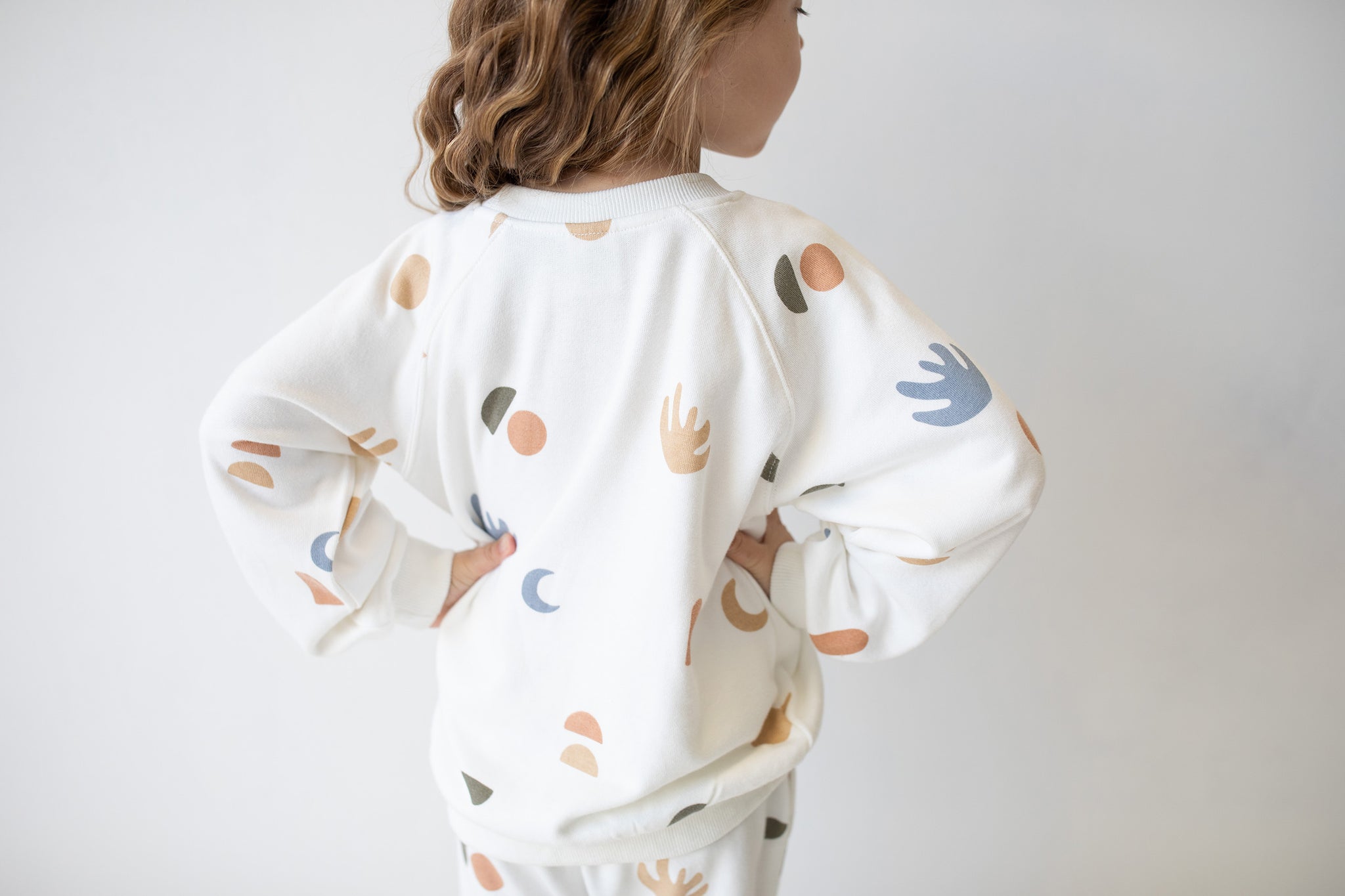 Elements printed sweater. White Bamboo fleece jumper by Bam Loves boo