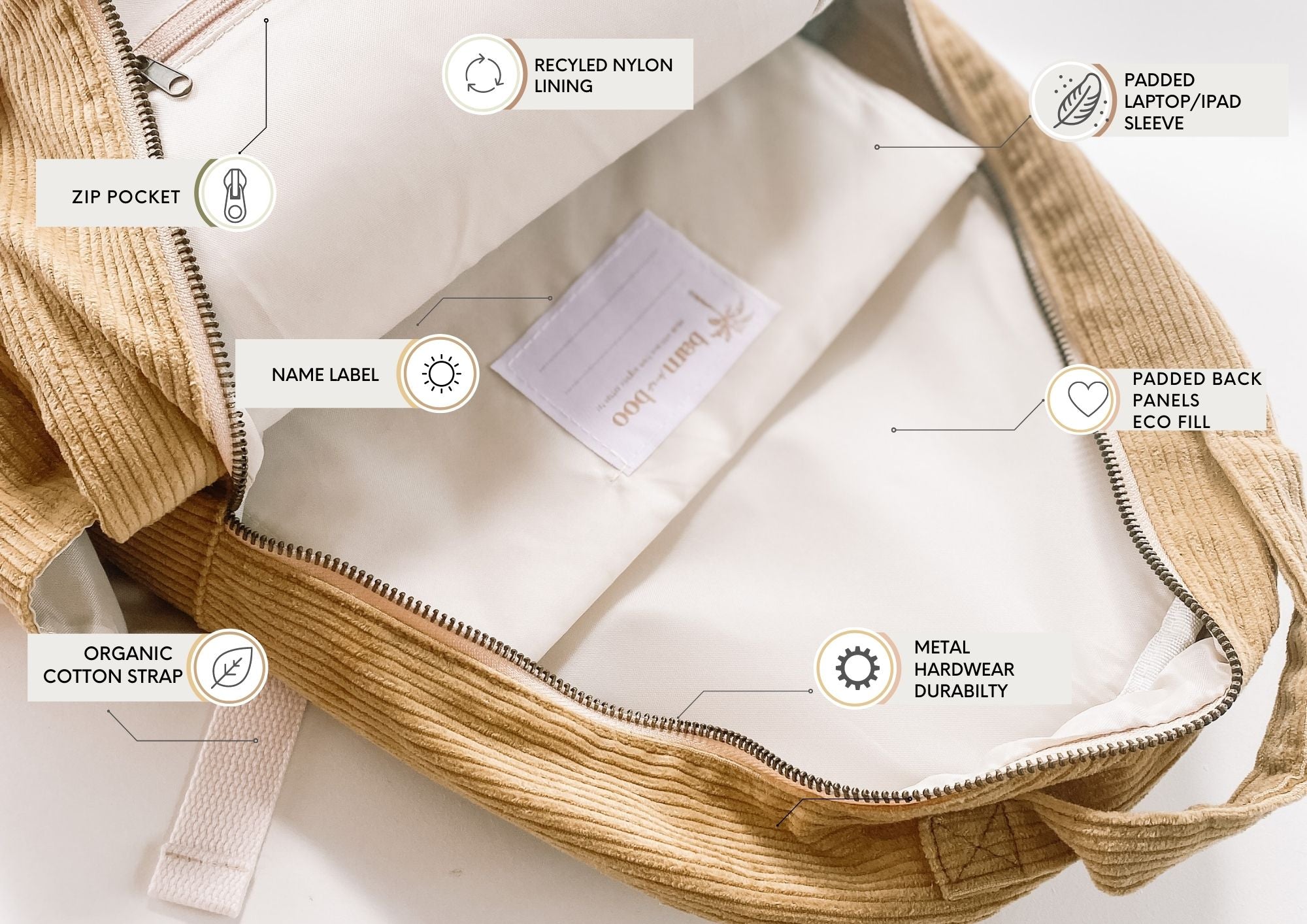 Organic Cotton Corduroy Kids Backpacks by Bam Loves Boo