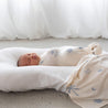 Bamboo Cream and blue bamboo jersey swaddle