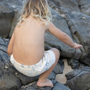 kids bamboo organic cotton shorts in cali cream print