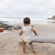 Cali baby bamboo onesie on beach by bam Loves Boo