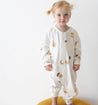 Element Jumpsuit printed white bamboo fleece jumpsuit by Bam Loves Boo