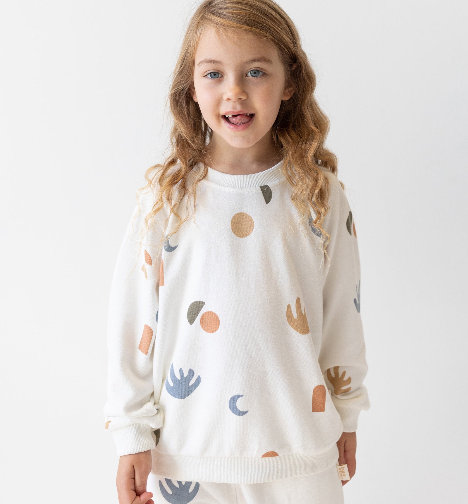 Elements printed sweater. White Bamboo fleece jumper by Bam Loves boo