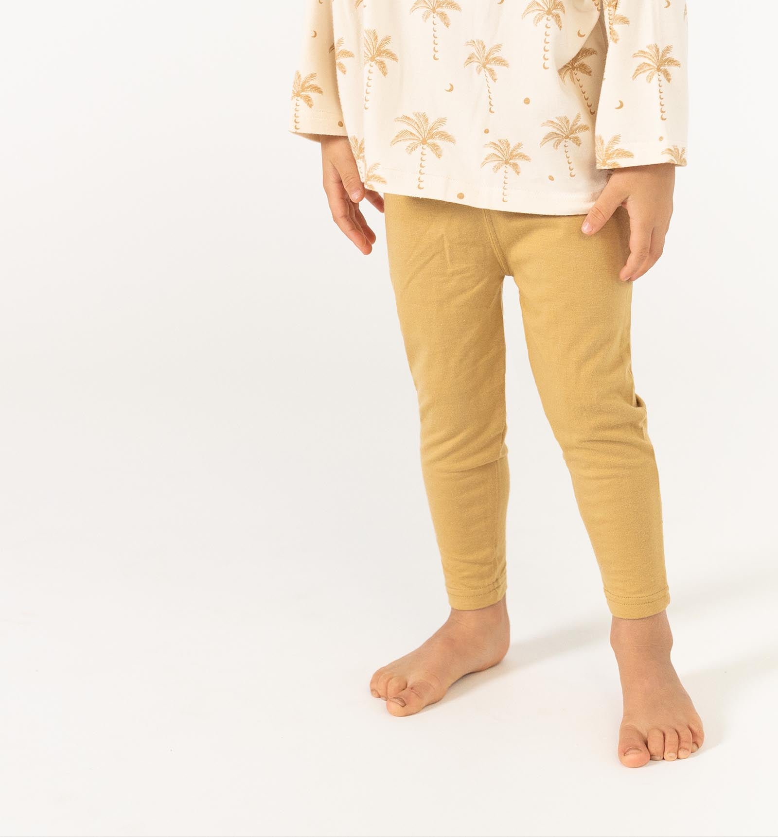 Honey coloured bamboo organic cotton leggings by Bam Loves Boo