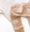 Palm Fan honey coloured printed leggings with elasticated waist by Bam Loves Boo