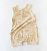 Beige baby playsuit with all over palm print by Bam Loves Boo