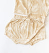 Milky Palm printed Beige Shorts by Bam Loves Boo