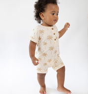 Oasis Moon palm Tree cream jumpsuit by Bam Loves Boo
