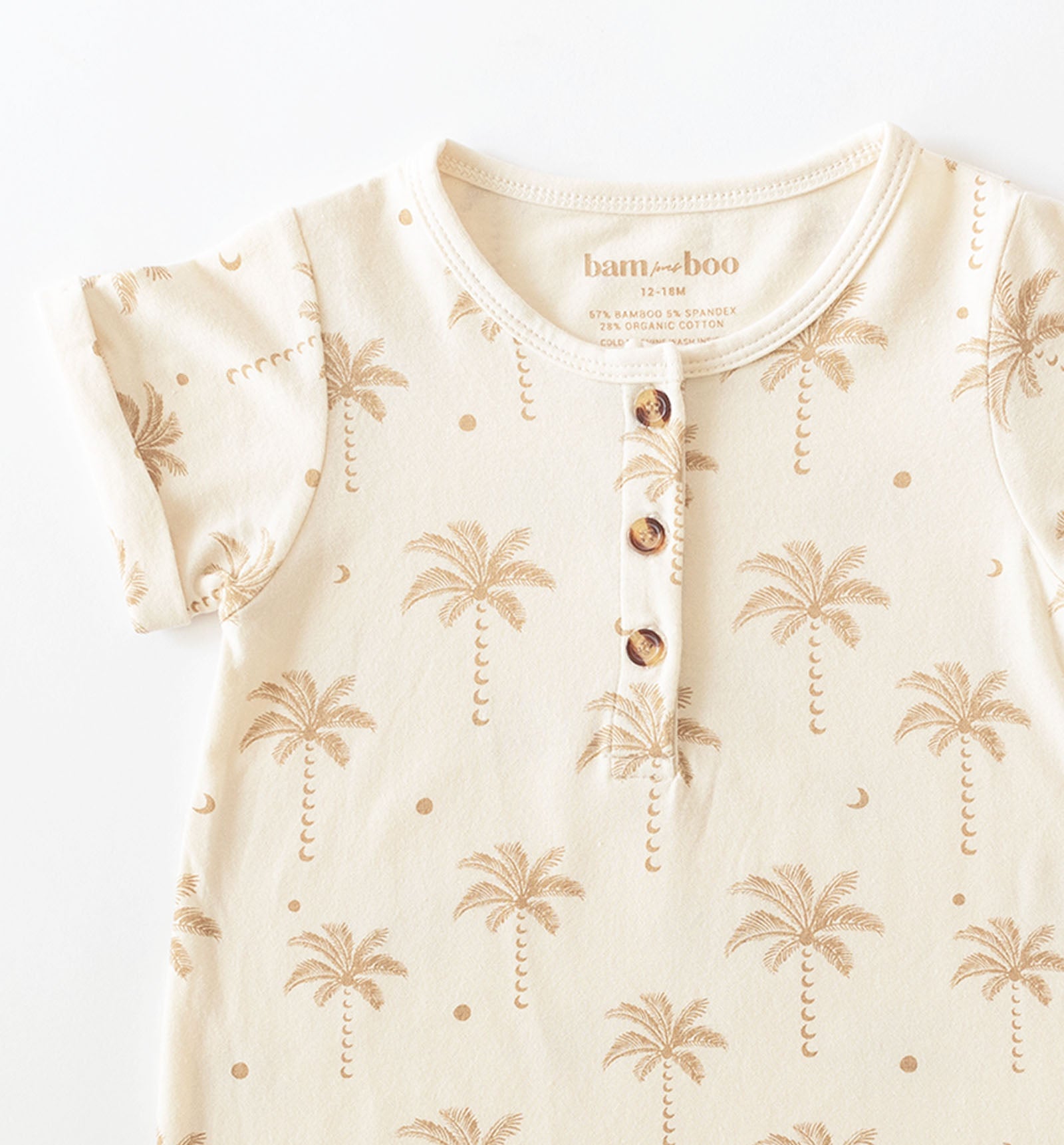 Oasis Moon palm Tree cream jumpsuit by Bam Loves Boo