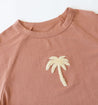 Rust bamboo Tee with boucle embroidery palm By Bam Loves Boo