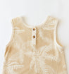 Beige baby button up playsuit with all over palm print by Bam Loves Boo