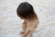 Short sleeve baby Jumpsuit with all over palm print in honey colour by Bam Loves Boo