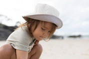 reversible organic cotton bucket hat for babies and kids