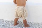 Striped shorties in Bamboo Organic cotton fleece by Bam Loves Boo