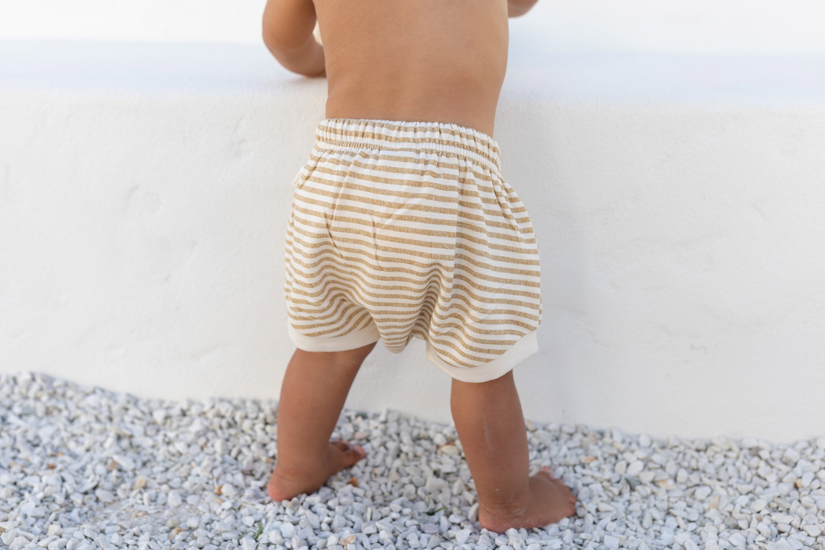 Striped shorties in Bamboo Organic cotton fleece by Bam Loves Boo
