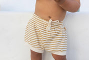 Striped shorties in Bamboo Organic cotton fleece by Bam Loves Boo