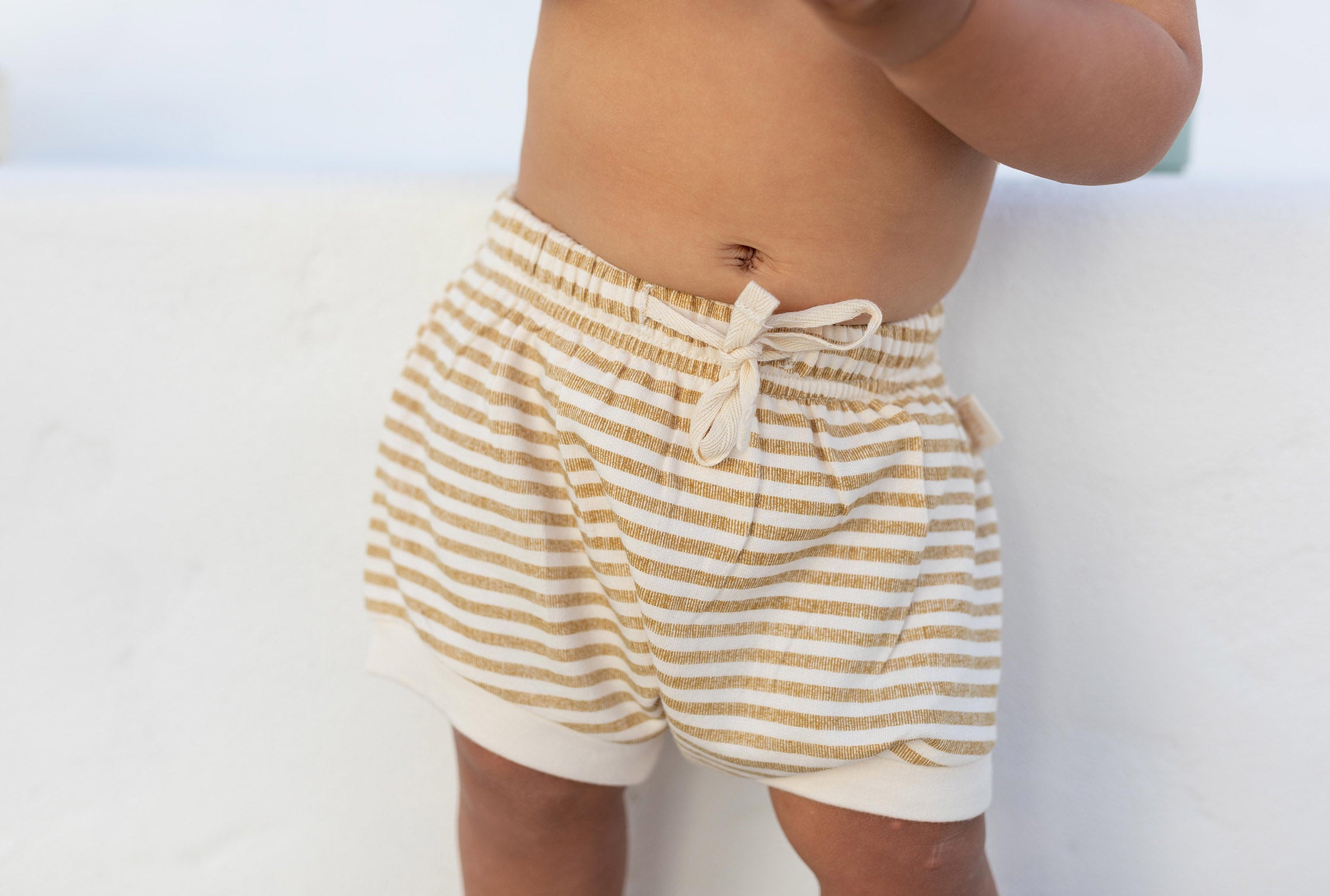 Striped shorties in Bamboo Organic cotton fleece by Bam Loves Boo