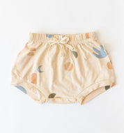 Cream coloured kids shorts with multi coloured elements print by Bam loves Boo