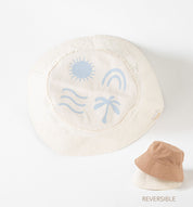 reversible solstice organic cotton bucket hat for babies and kids