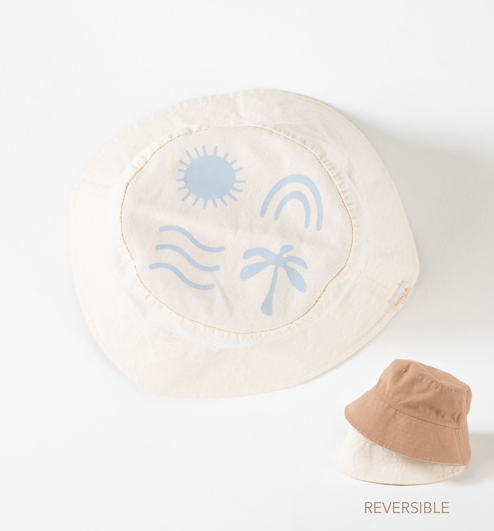 reversible solstice organic cotton bucket hat for babies and kids