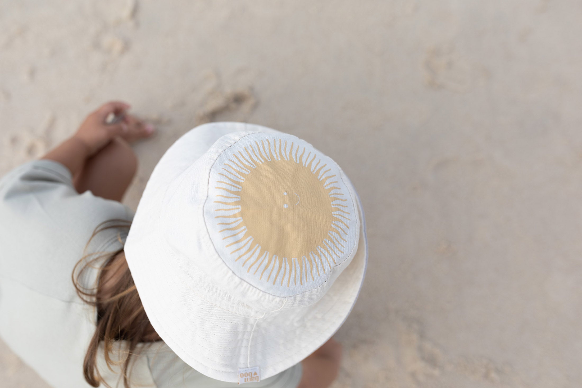 sun printed reversible organic cotton bucket hat for babies and kids